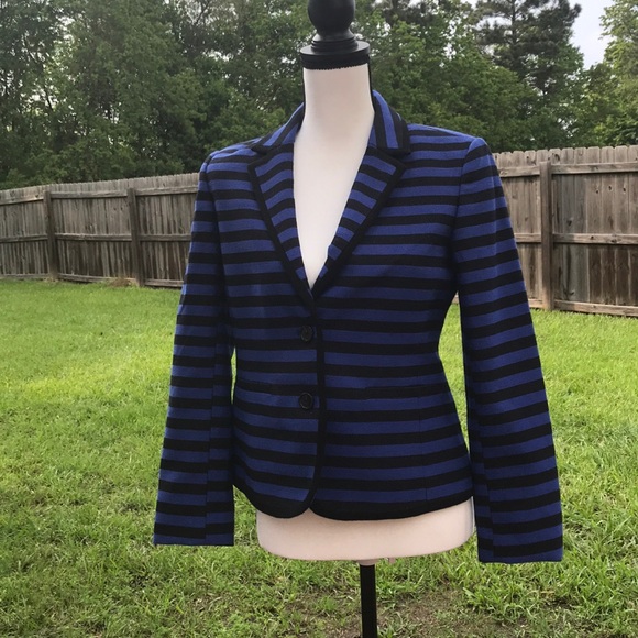 Ann Taylor LOFT black blue blazer jacket size 4 - Picture 2 of 7
